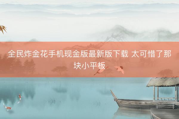 全民炸金花手机现金版最新版下载 太可惜了那块小平板
